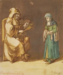 Frère Cornelis déguisé en nonne et une femme pénitente